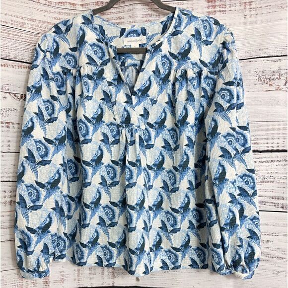 Treasure and Bond Top Womens Size large Popover Blouse light Boho Floral - Picture 2 of 12